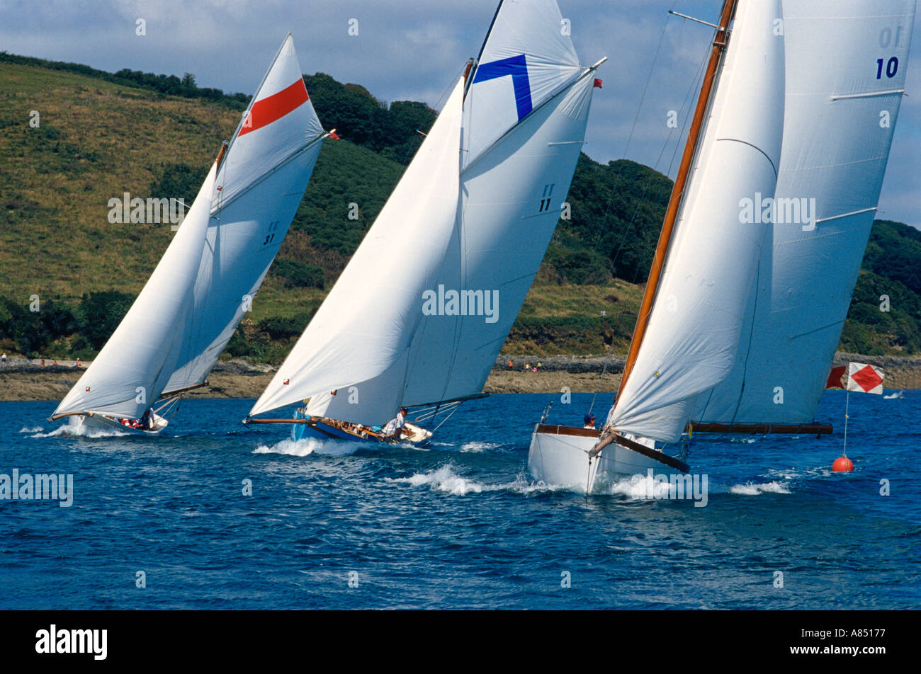 Falmouth work boats racing during classic boat festival in august 2000 ...