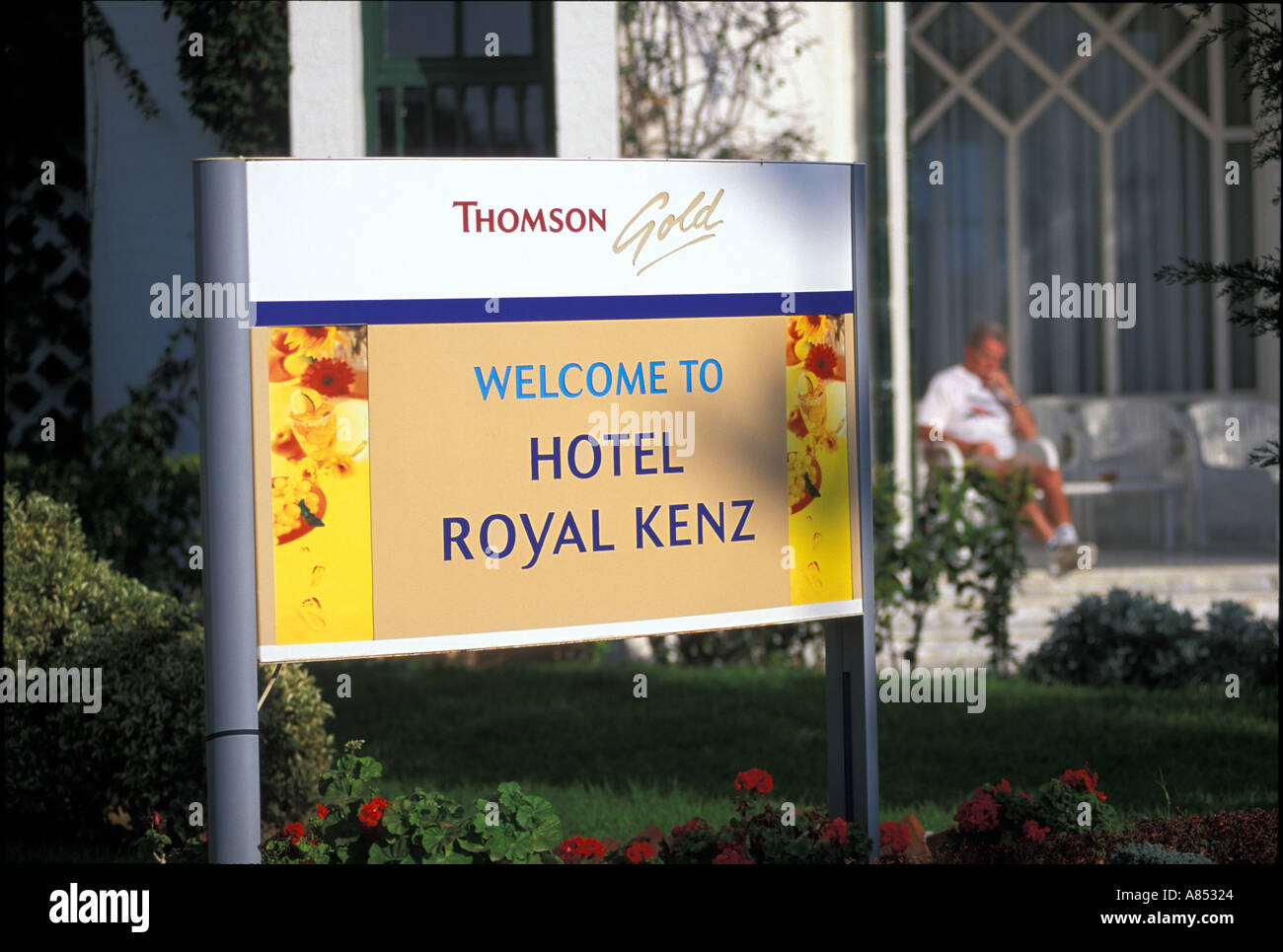 Sign outside Hotel Royal Kenz Port el Kantoui Tunisia Stock Photo