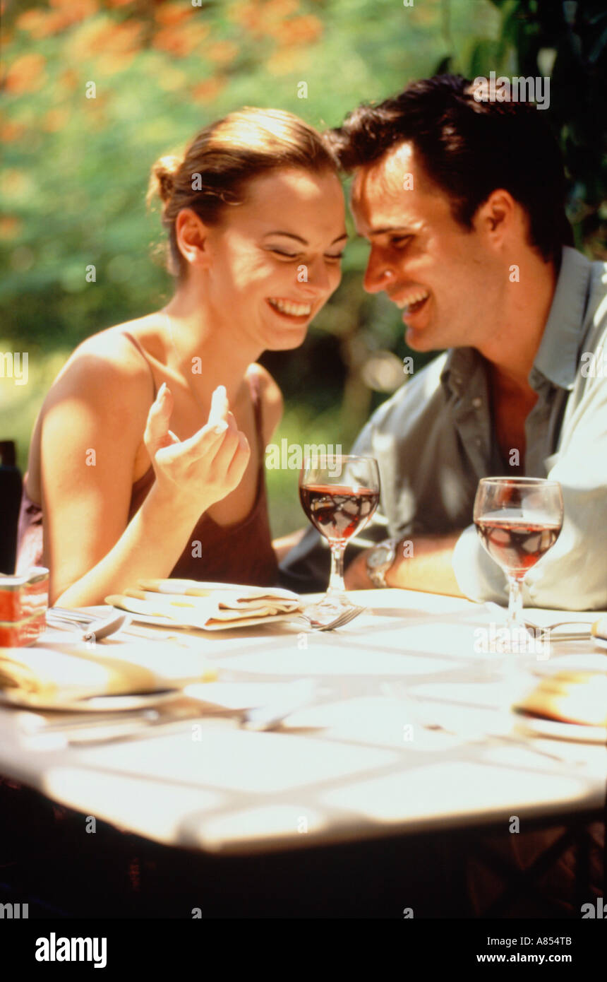 romantic couple drinking wine Stock Photo - Alamy