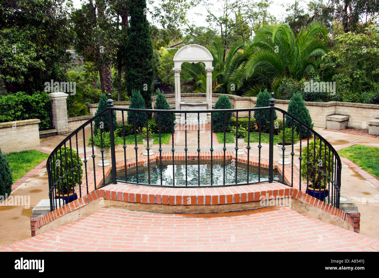 Decorative exterior fountain in Balboa Park in San Diego California USA