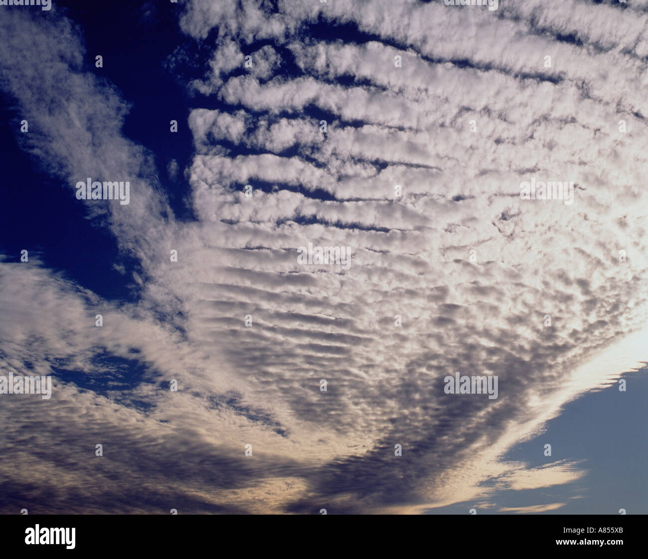 Weather. Sky with cirrocumulus storm clouds. Stock Photo
