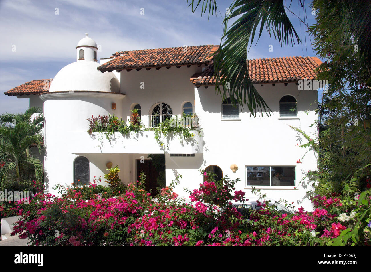 A large home with Spanish architecture in Puerto Vallarta Mexico Stock