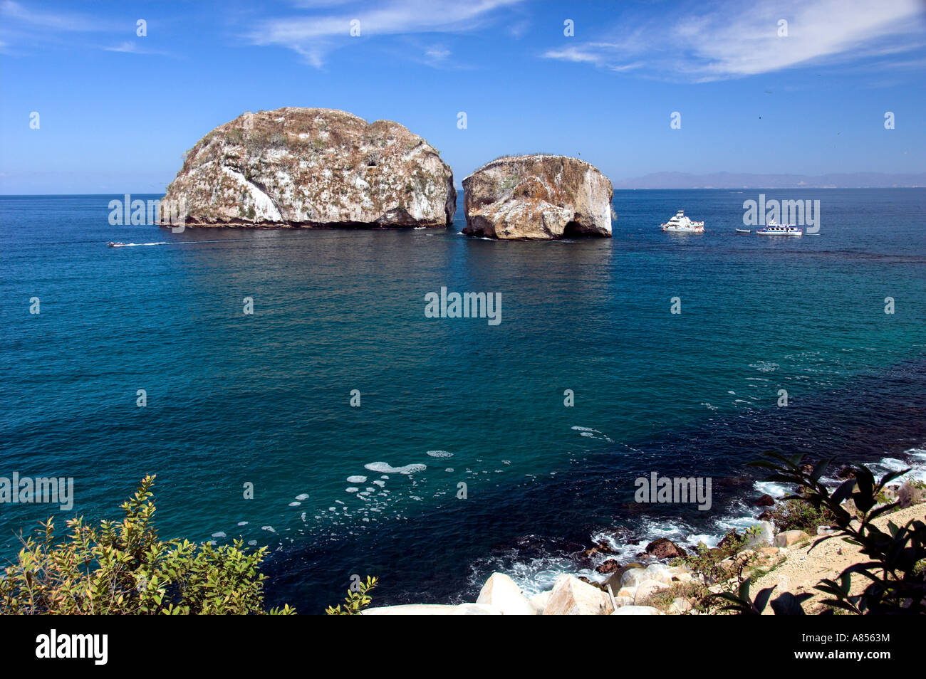 Los Arcos rocks in Banderas Bay south of Puerto Vallarta Mexico Stock Photo
