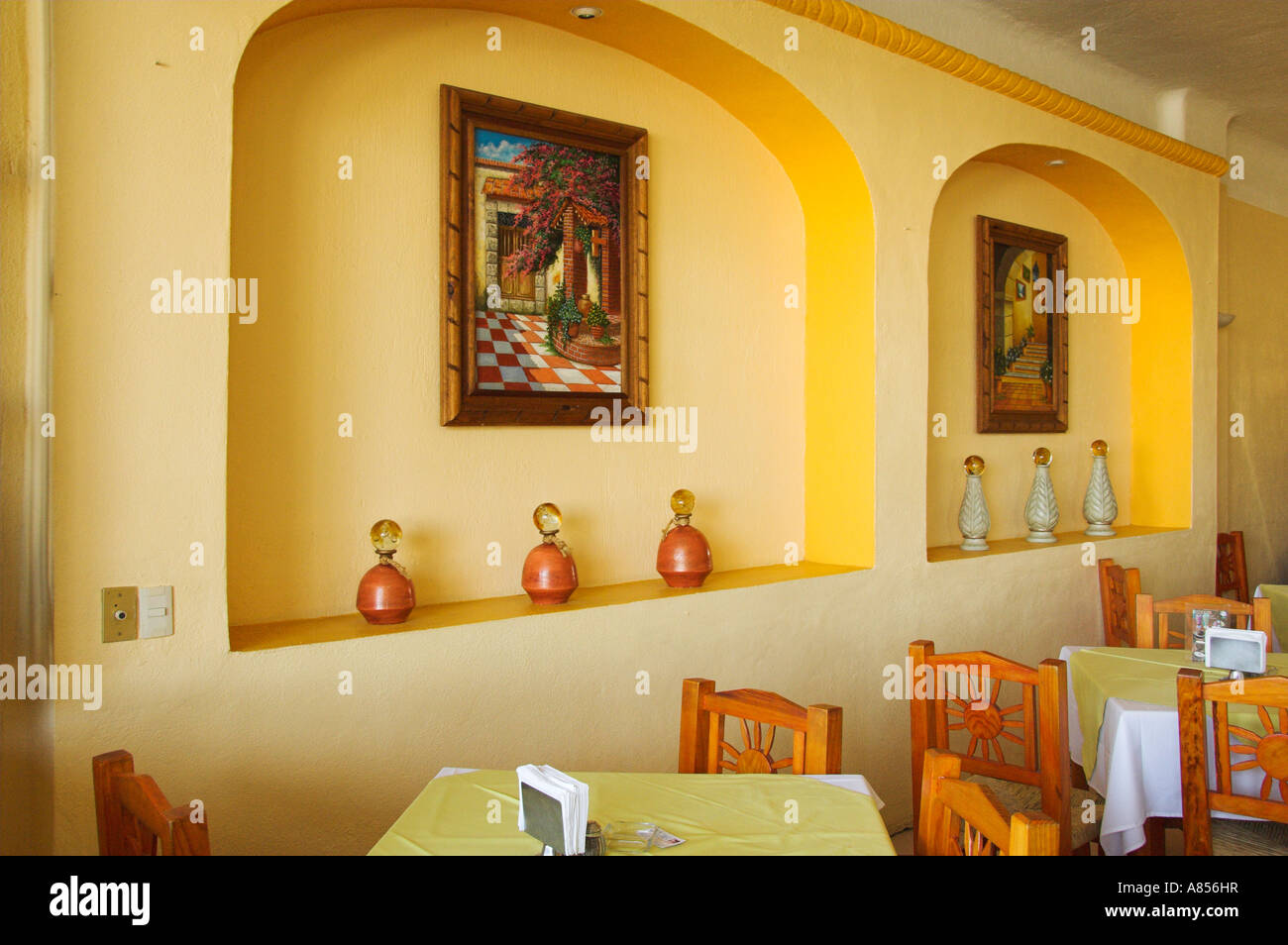 Interior decor of a Mexican restaurant in the marina district of Puerto Vallarta Mexico Stock Photo