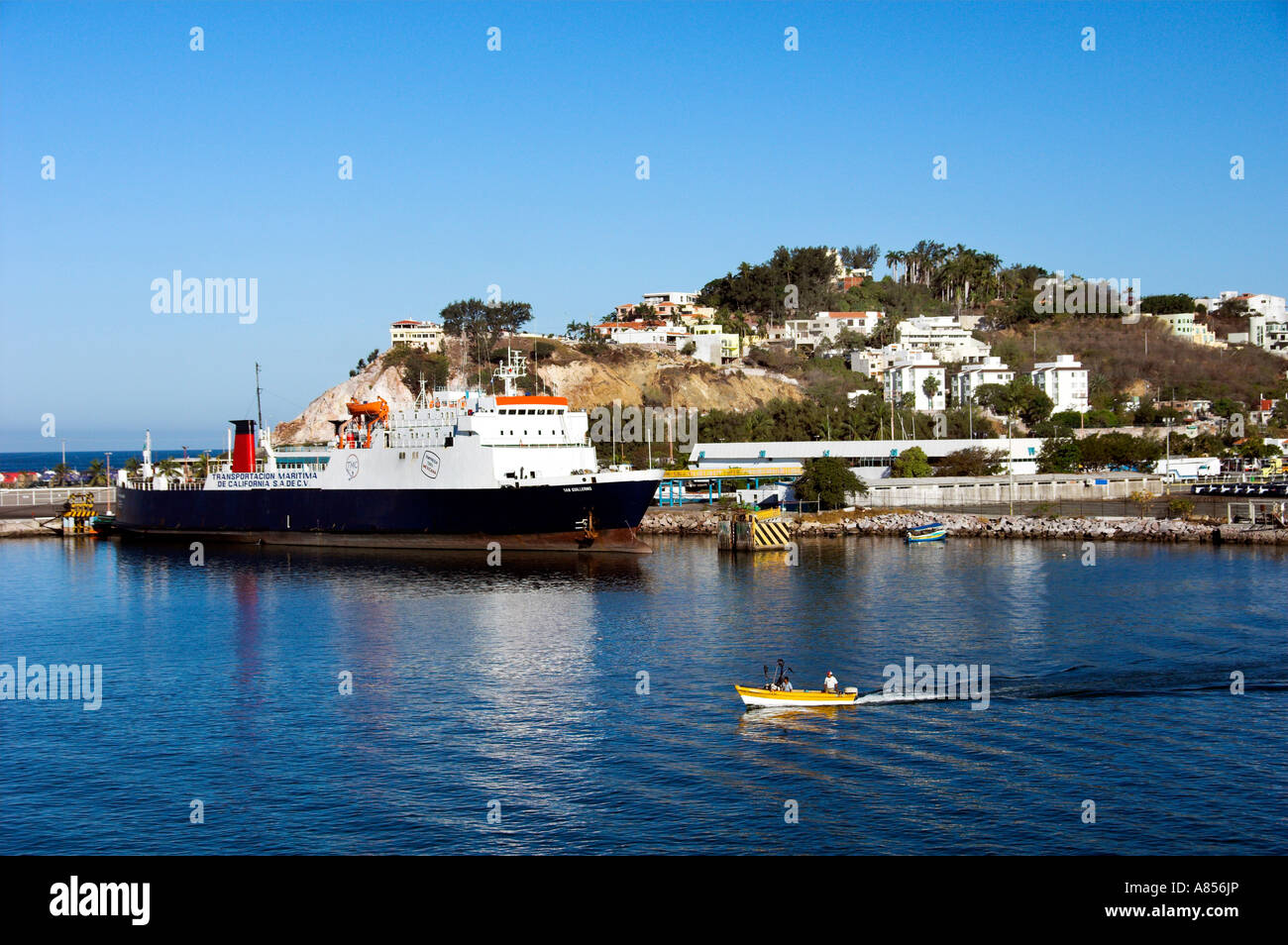 Cargo and cruise ships in the port of Mazatlan Mexico Stock Photo Alamy