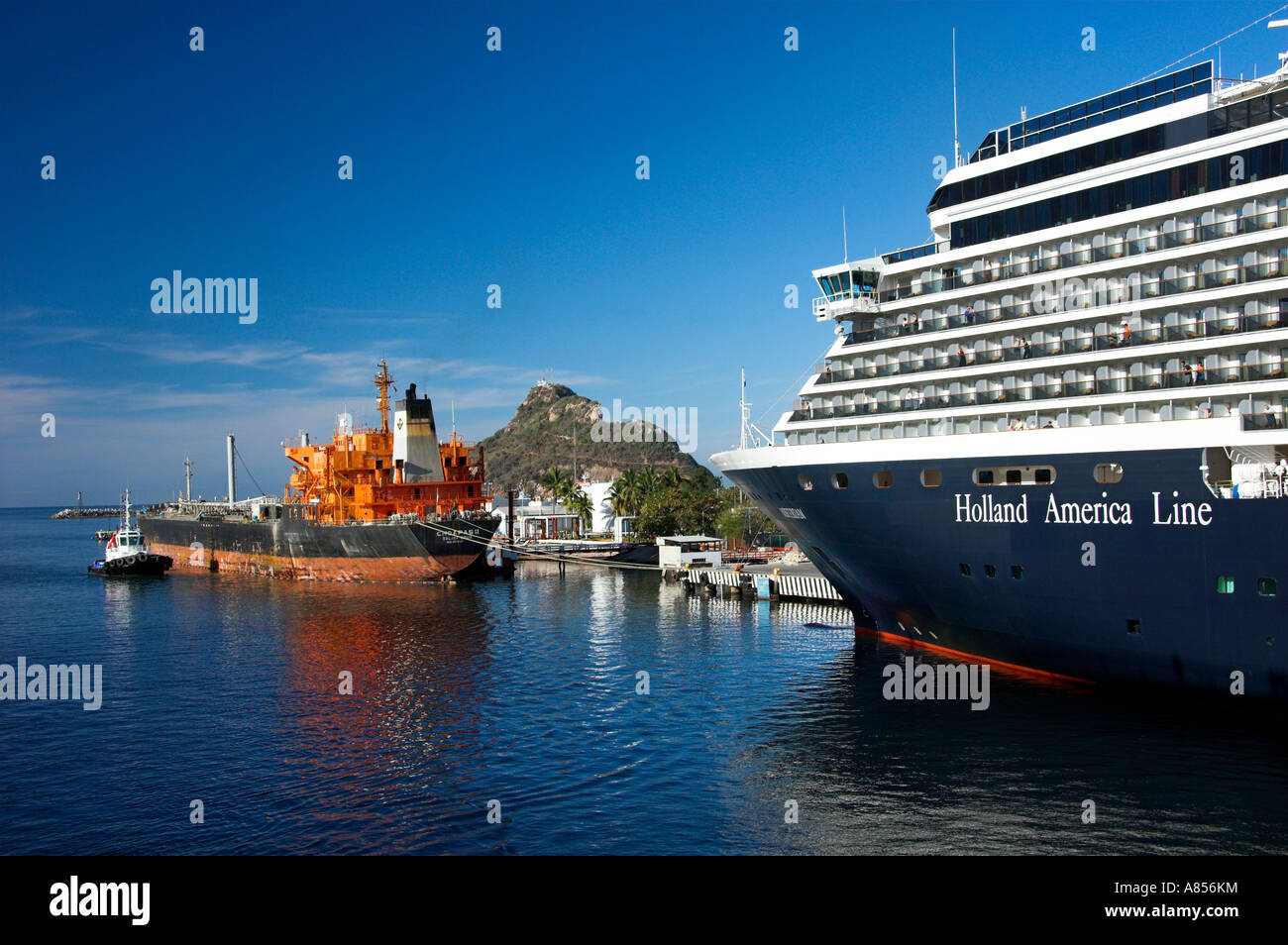 Cargo and cruise ships in the port of Mazatlan Mexico Stock Photo Alamy