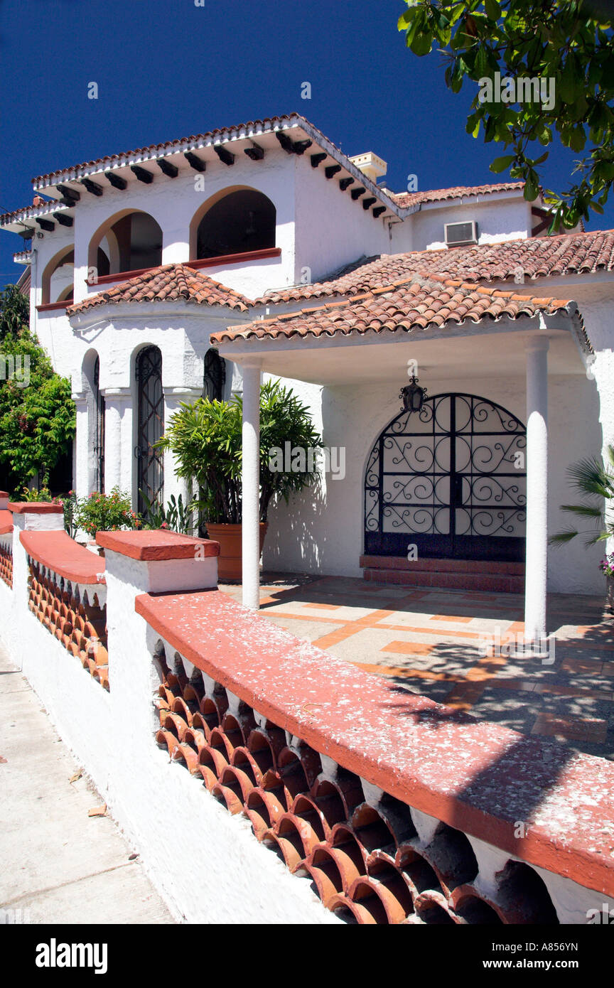 Homes with typical Mexican Spanish design in Mazatlan Mexico Stock Photo