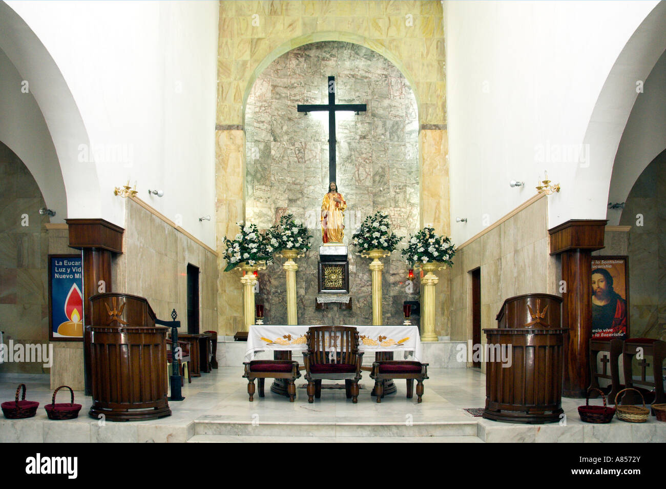 The Sagrado Corazon de Jesus Church interior sanctuary in Los Mochis Sinaloa Mexico Stock Photo
