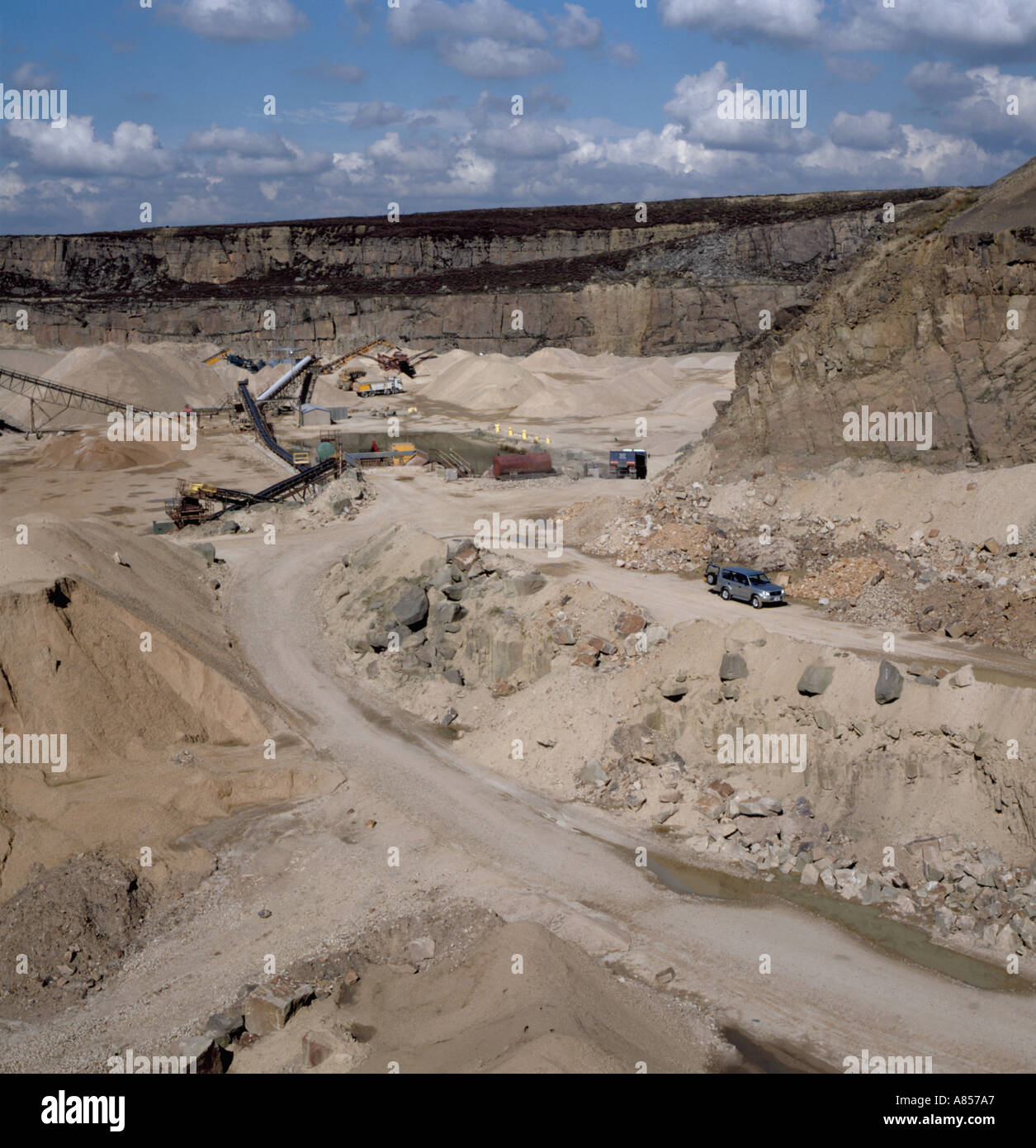 General view of a sandstone quarry; Buckton Vale sandstone quarry