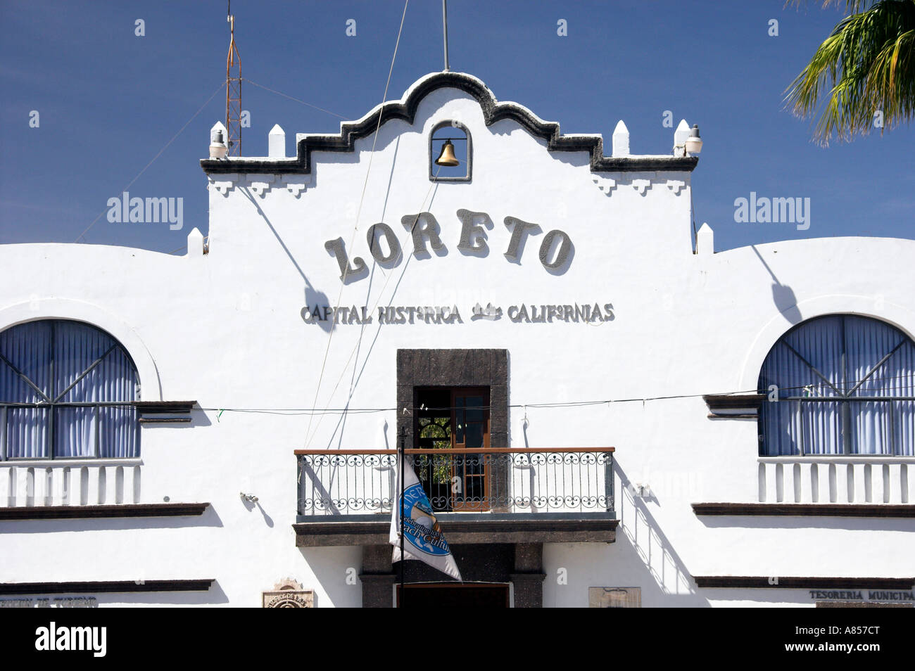 The city hall exterior facade at the Baja California Sur port of Loreto Mexico Stock Photo