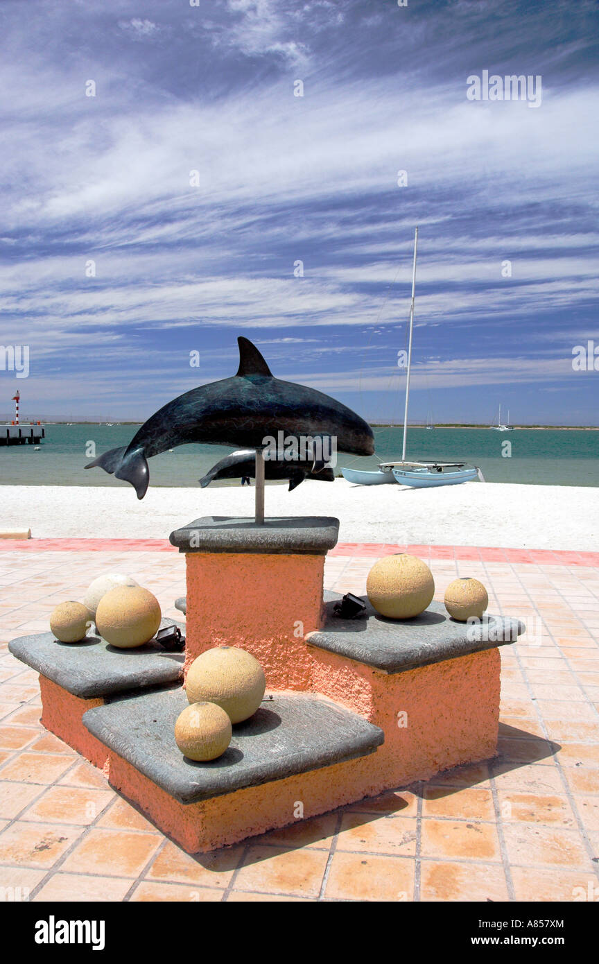 Vaquitas Marinas marine sculpture along the malecon at La Paz Mexico Stock Photo
