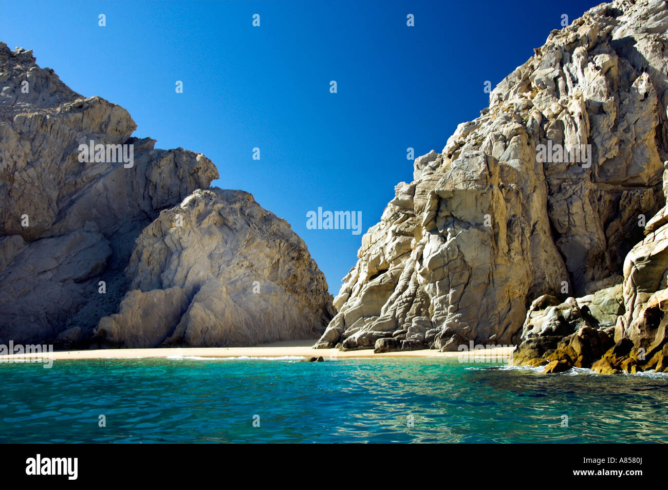 Lovers Beach at lands end off shore at the resort of Cabo San Lucas Mexico Stock Photo