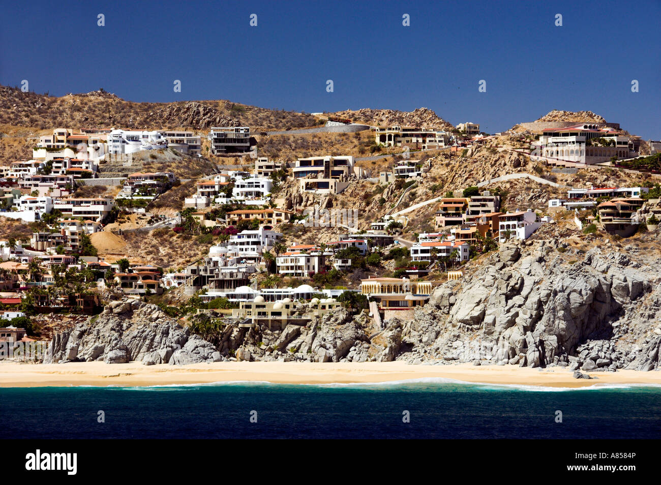 Housing complexes and condominiums at the resort of Cabo San Lucas Mexico Stock Photo