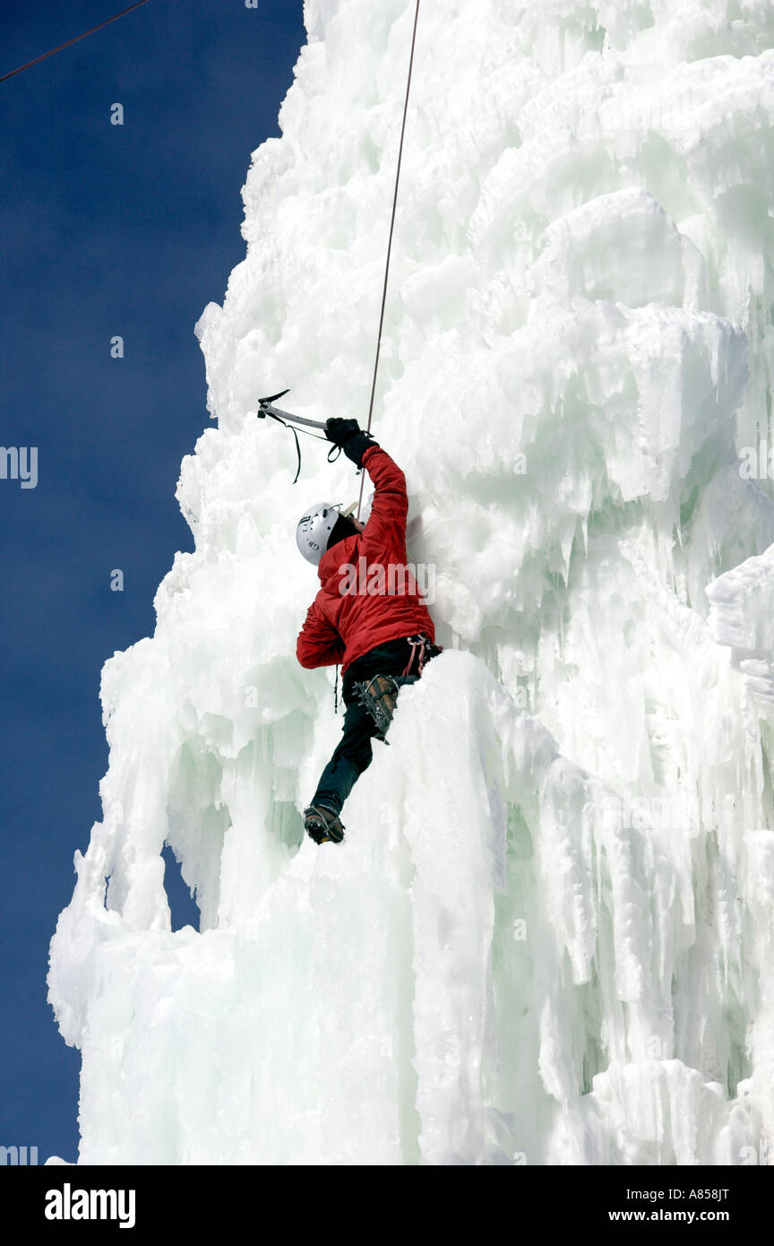 Climbing an ice wall at the Festival du Voyageur in Winnipeg Manitoba