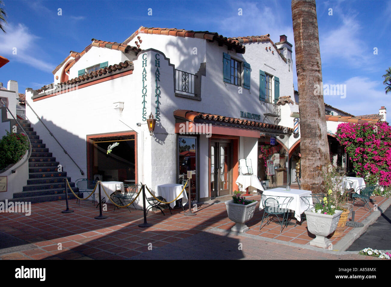 Shops and stores along East Palm Canyon Drive in Palm Springs
