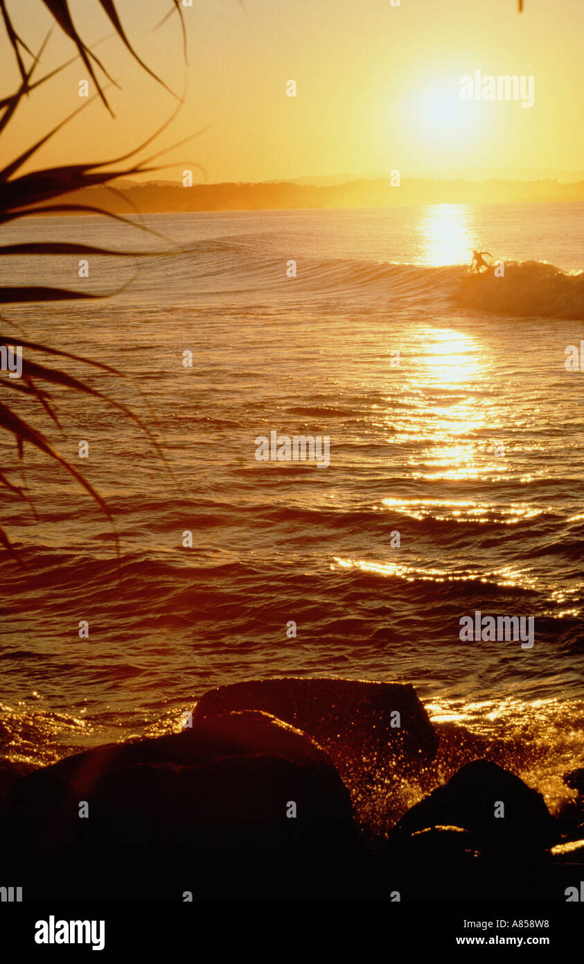 Australia. Queensland. Gold Coast. Sunrise over the ocean with distant ...