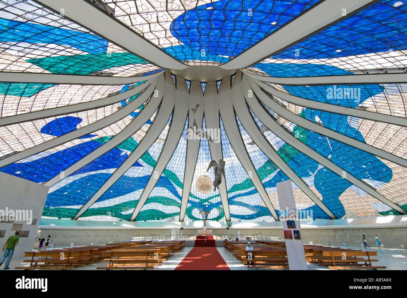 An interior view of The Metropolitan Cathedral of Brasilia designed by  Oscar Niemeyer Stock Photo - Alamy