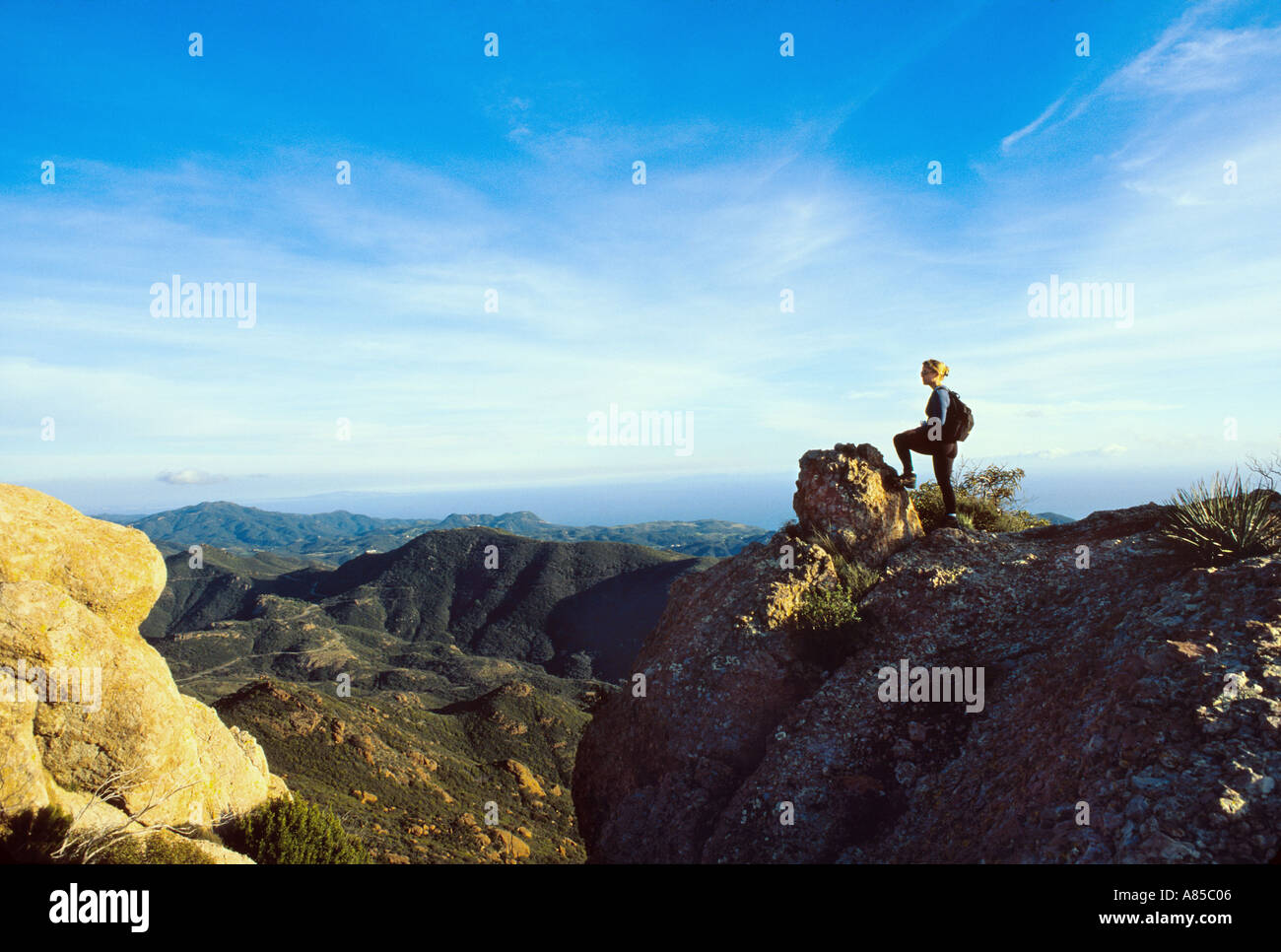Hiker Sandstone Peak Backbone Trail Santa Monica Mountains National