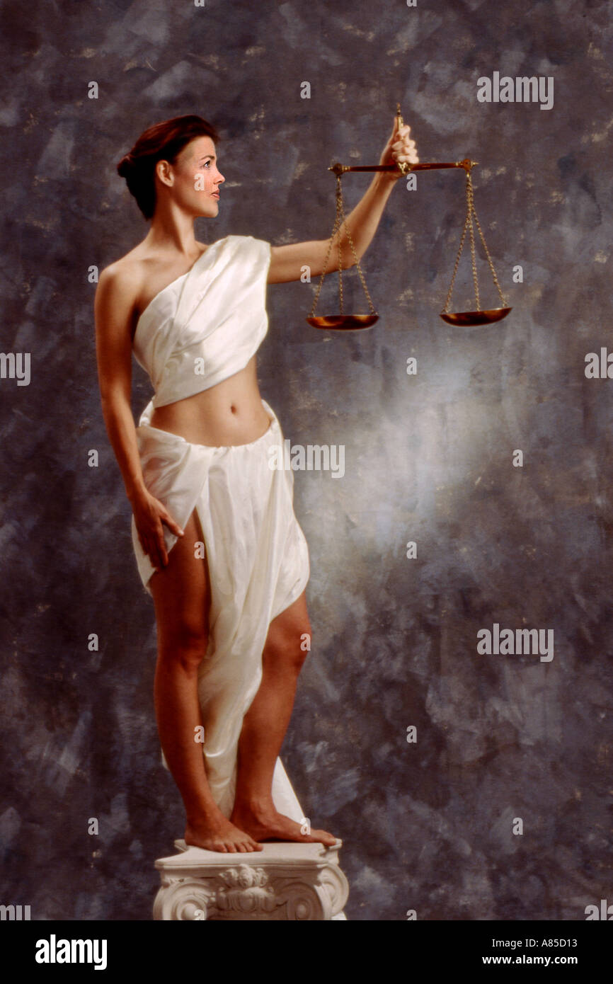 Woman Scales Of Justice High Resolution Stock Photography and Images