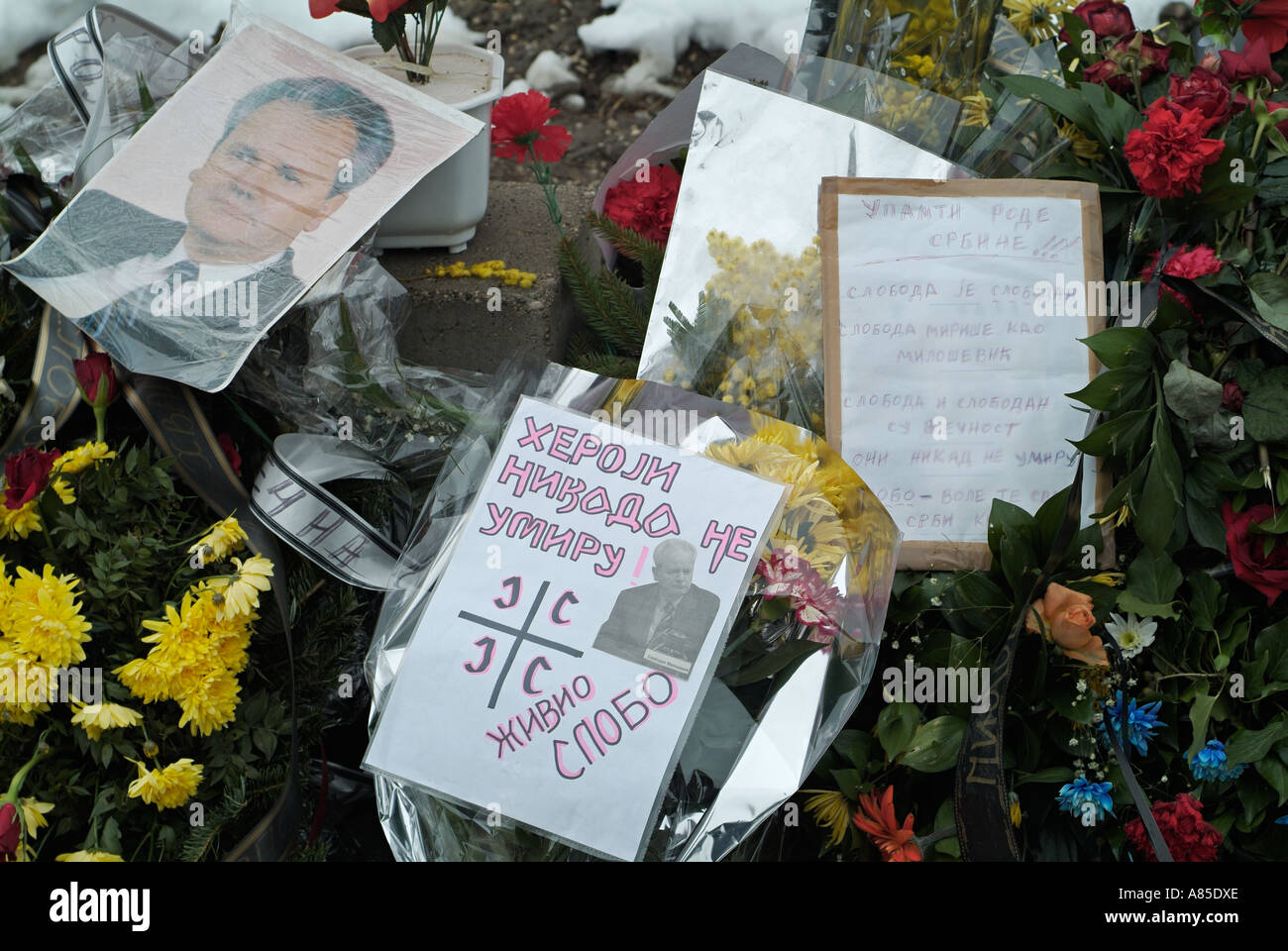 Memorial to Slobodan Milosevic in Banja Luka city centre Republika Srpska Bosnia Herzegovina Stock Photo