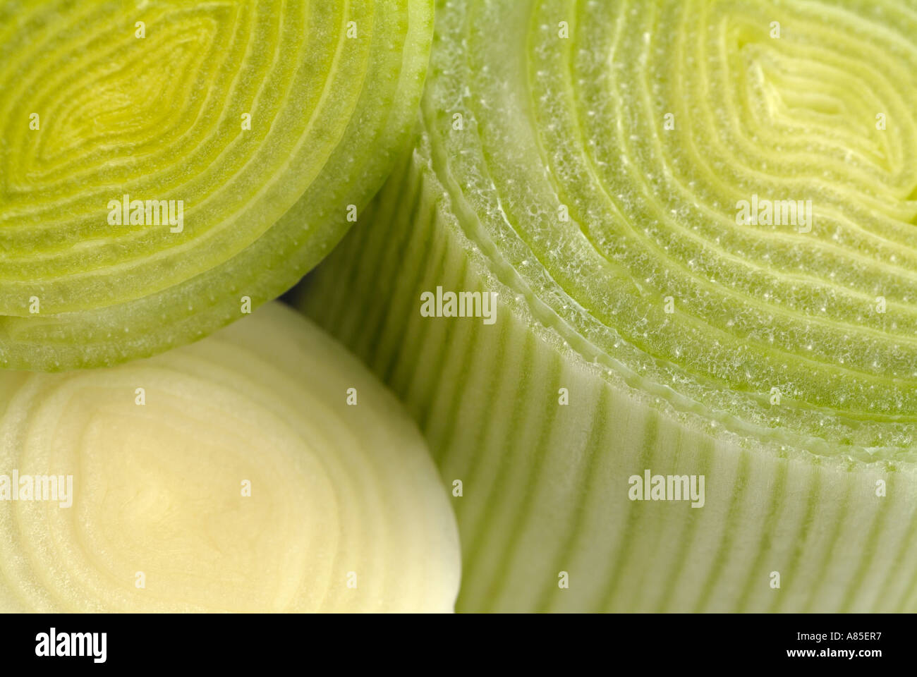 Leeks Chopped Ready for Cooking, Close Up. Stock Photo