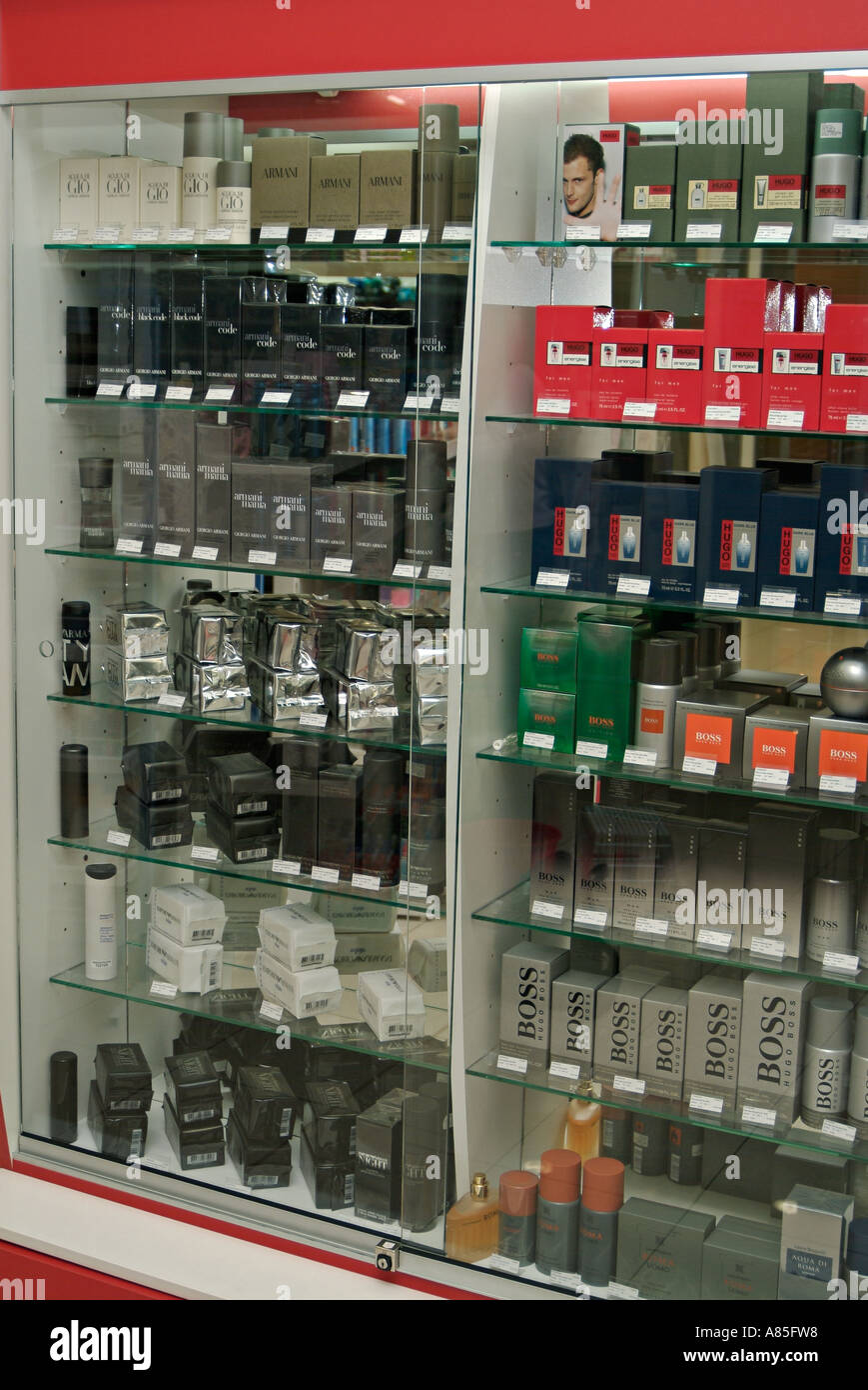 Glass Displaying Mens Perfume And Aftershave In A High Street