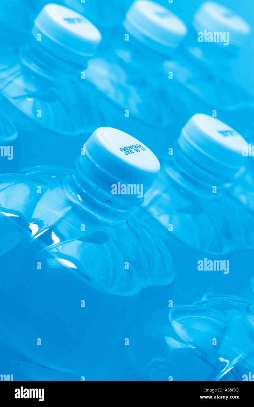Abstract View Of Bottled Natural Mineral Water Stock Photo