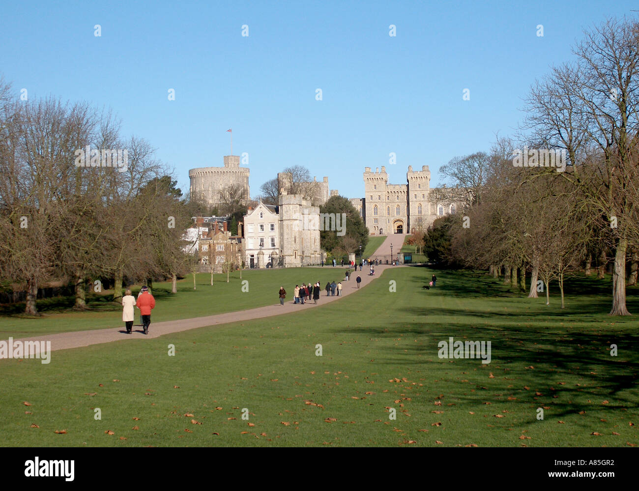The Long Walk & Windsor Castle, Windsor, Berkshire, England Stock Photo