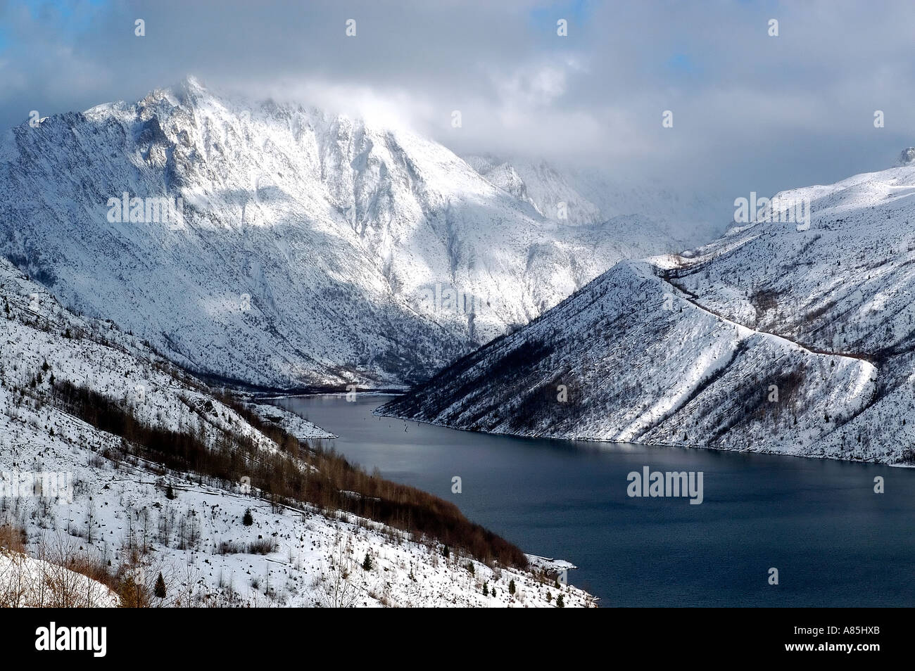 Coldwater Lake viewed from Coldwater Lake Observatory Mount St. Helens