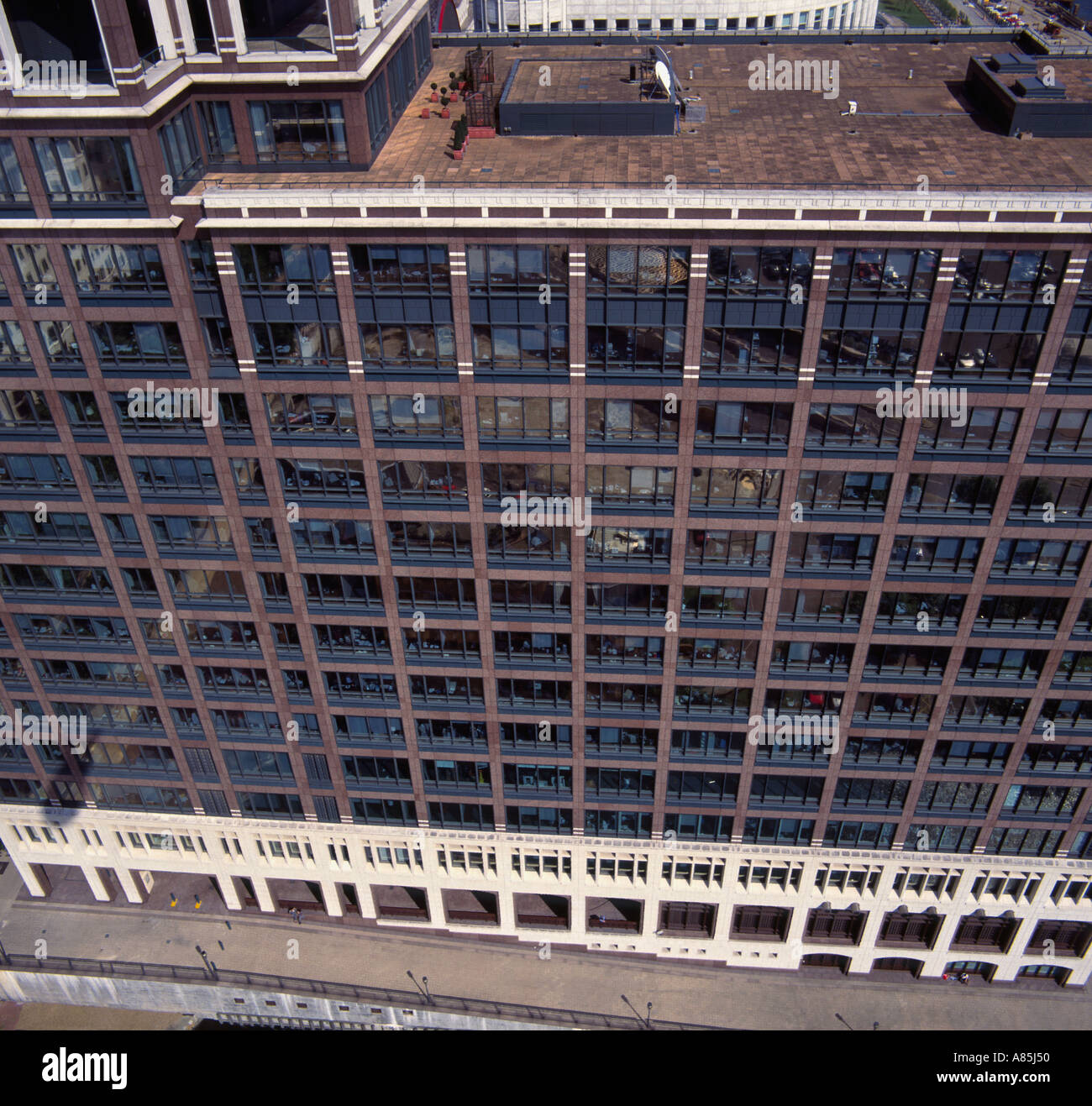 Vertigo overhead view of offices and road Stock Photo
