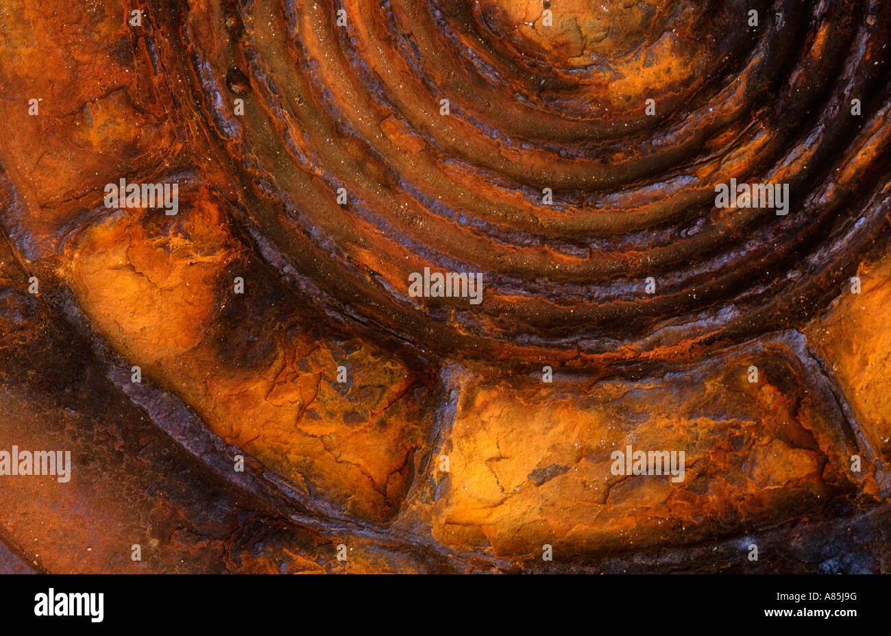 ARTISTIC AND ABSTRACT DETAIL OF RUSTED STEEL ROUND BACKGROUND PATTERN ...