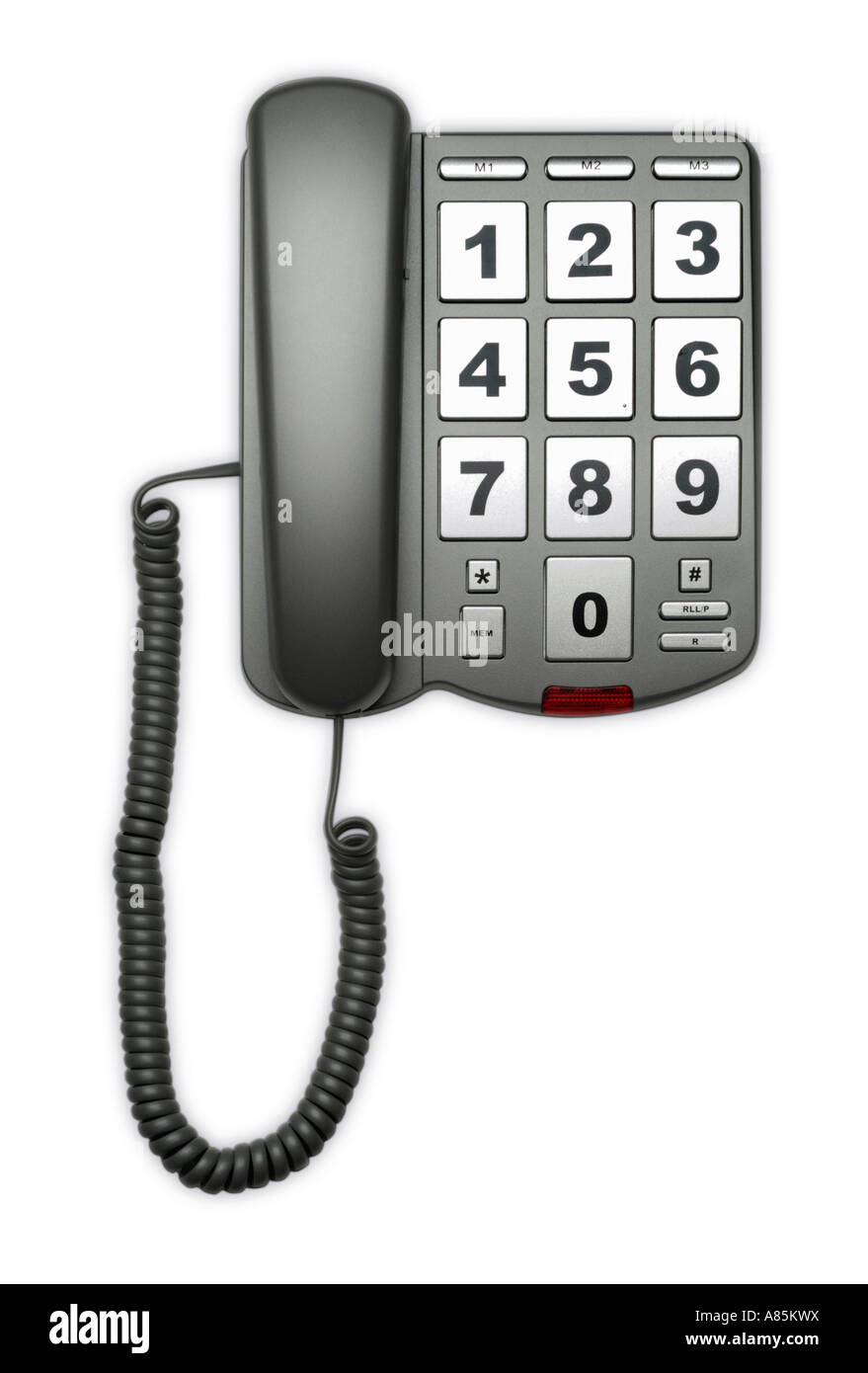 TELEPHONE WITH BIG NUMBERS ON WHITE BACKGROUND Stock Photo Alamy