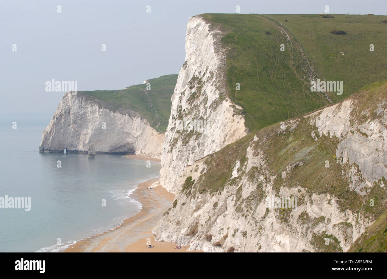Limestone cliffs at Bats Head and Swyre Head on the Dorset coast England UK Stock Photo