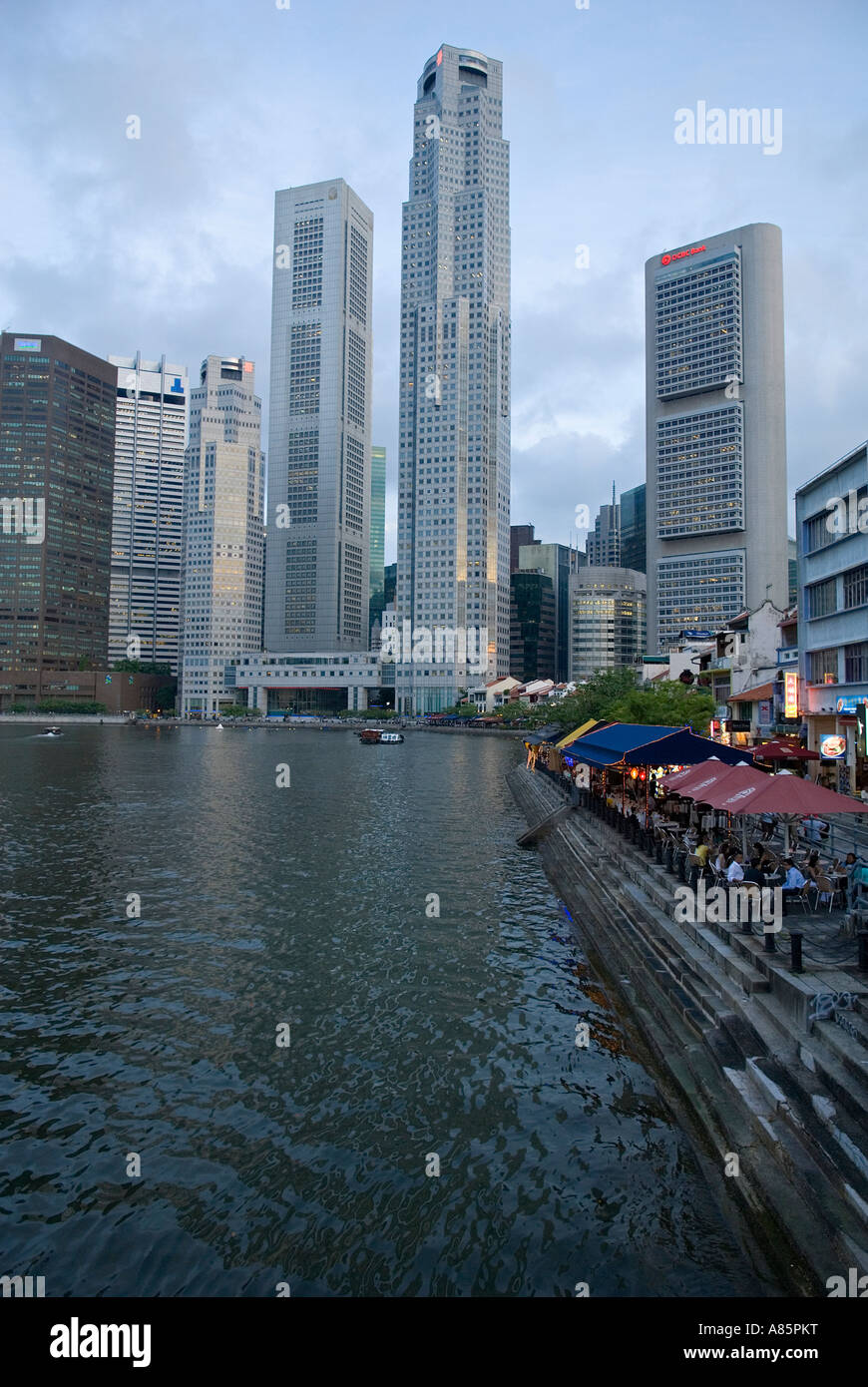 Clark Quay and downtown business district, Singapore. Stock Photo