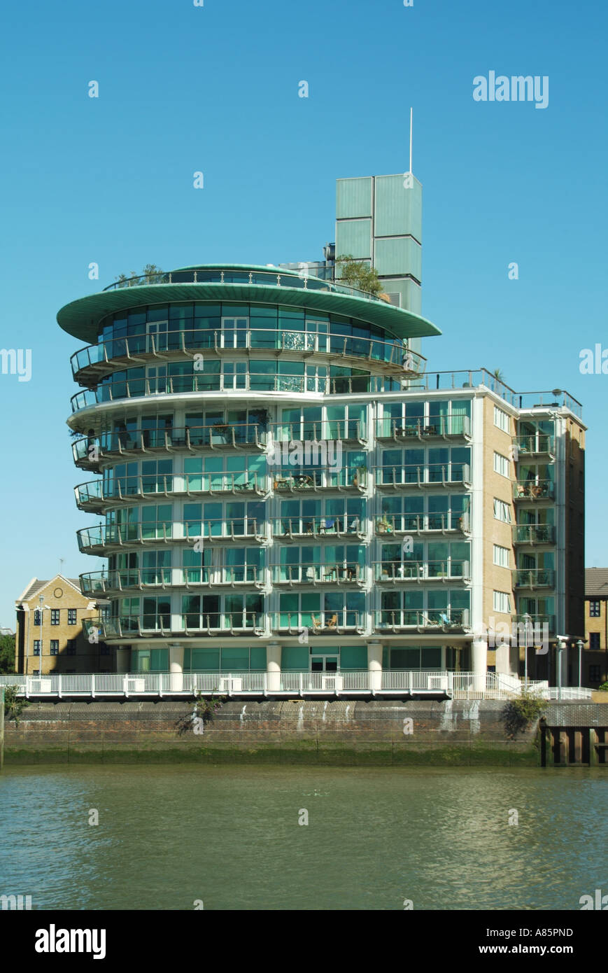 London river Thames waterside apartment development Stock Photo Alamy