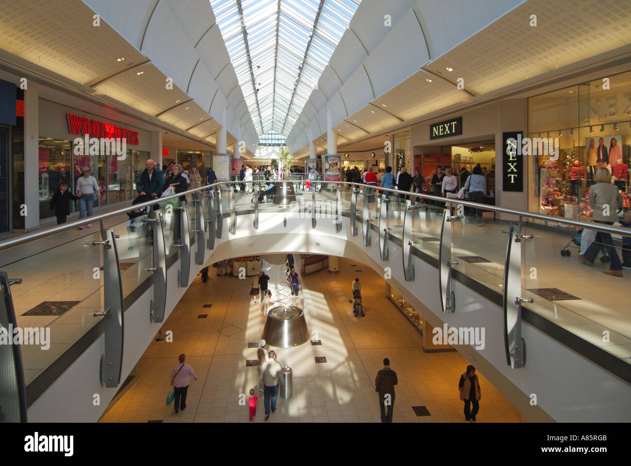 West Thurrock Lakeside indoor shopping mall at two levels Stock Photo