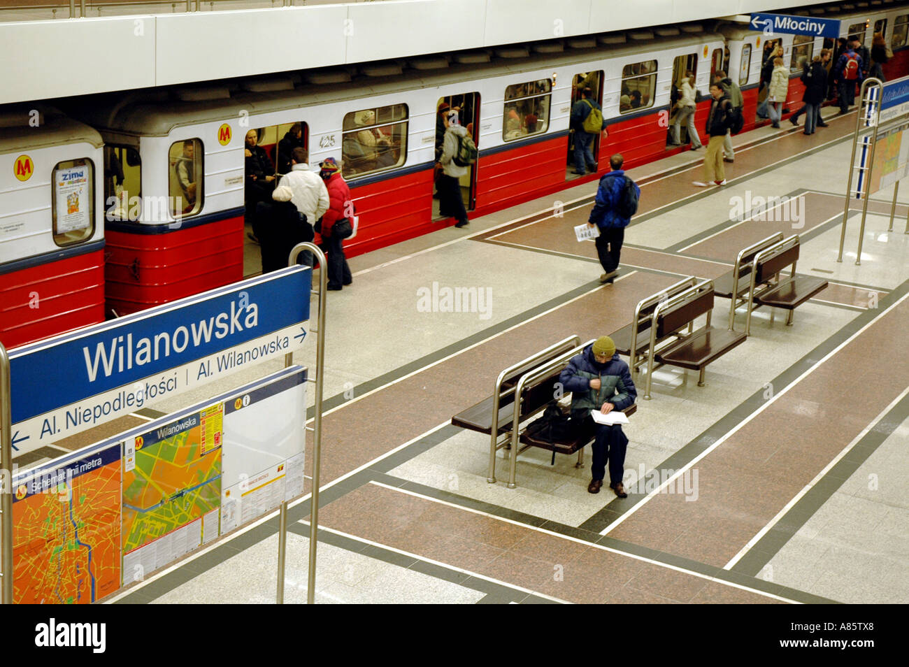 Wilanowska underground station in Warsaw Poland Stock Photo