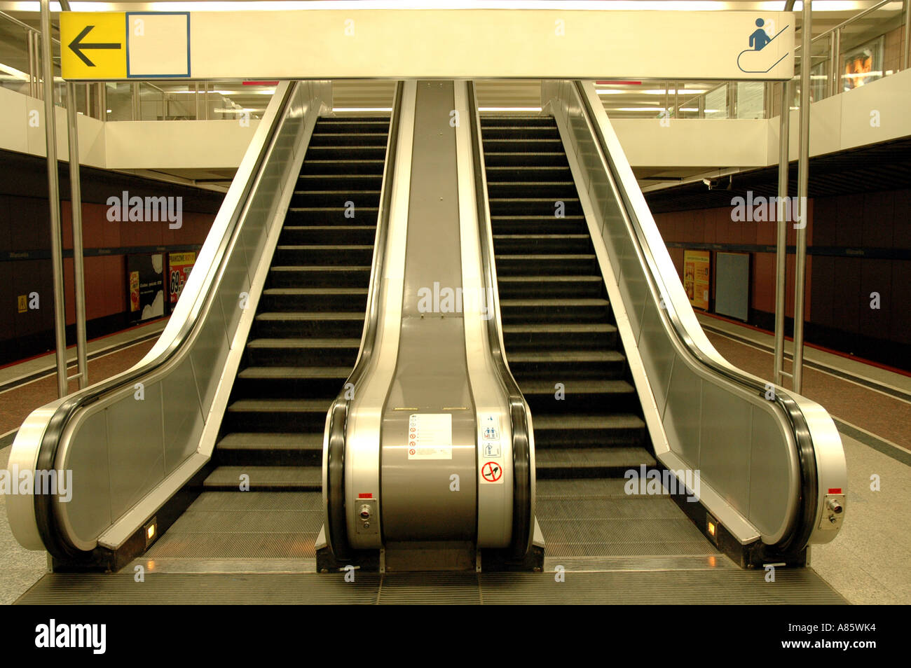 Escalator on Wilanowska underground station in Warsaw Poland Stock Photo