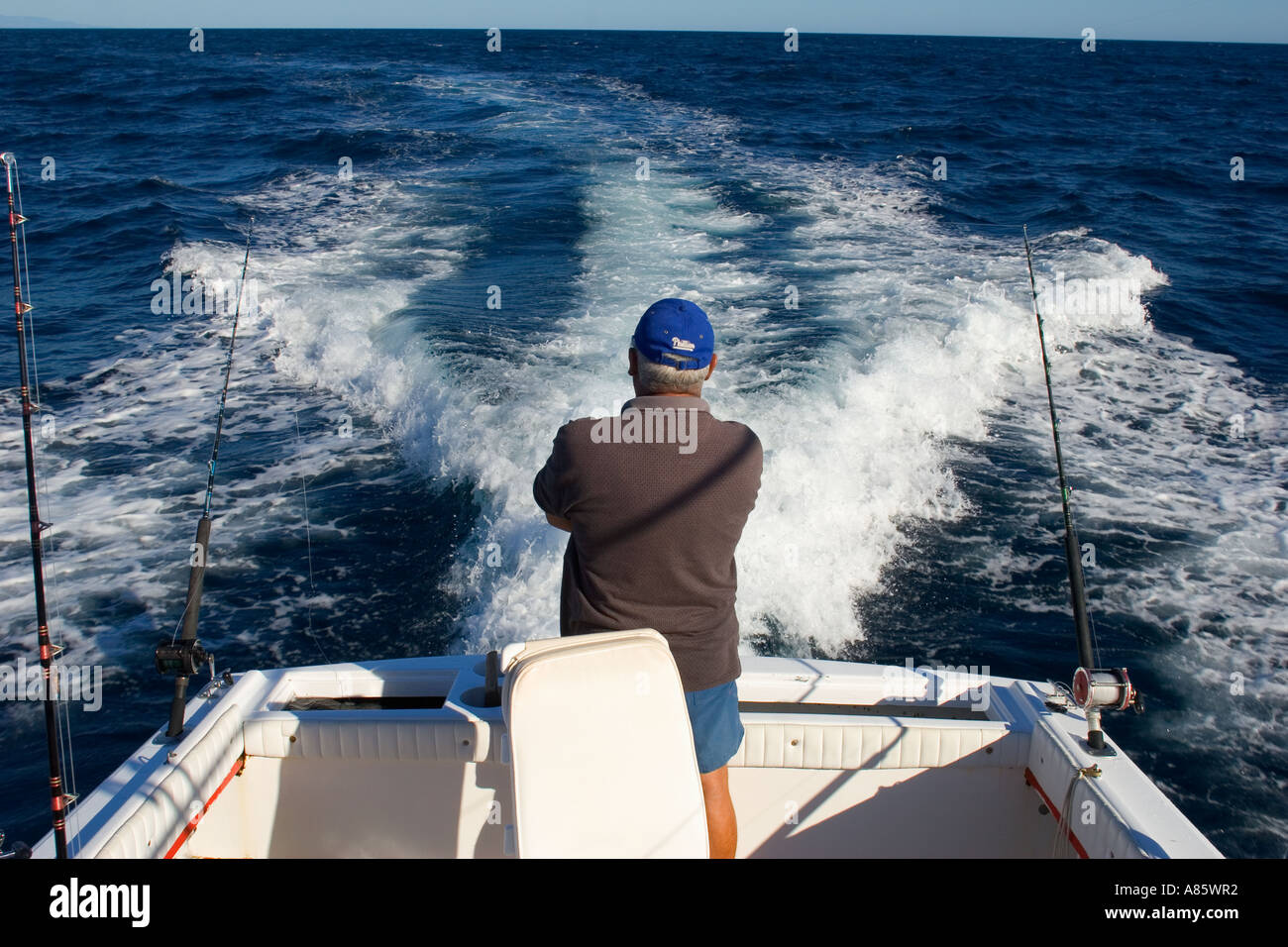 Fishing guide marlin sailfish Baja Mexico Stock Photo