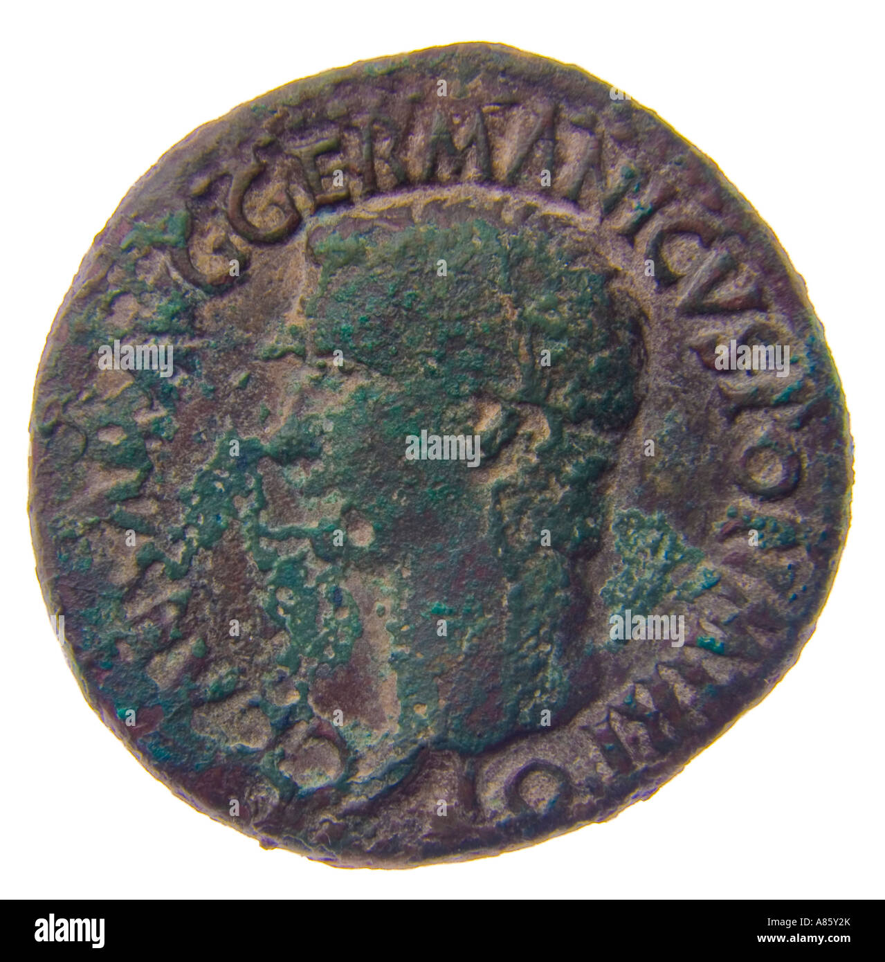 Caligula emperor roman coin rome empire money ancient old bronze goddess  vesta of the hearth Stock Photo - Alamy