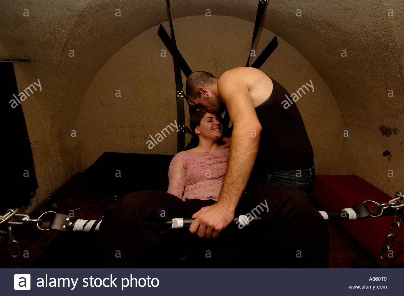 Young Couple In A Spanking Bench A Bdsm Dungeon In Tel Aviv Israel