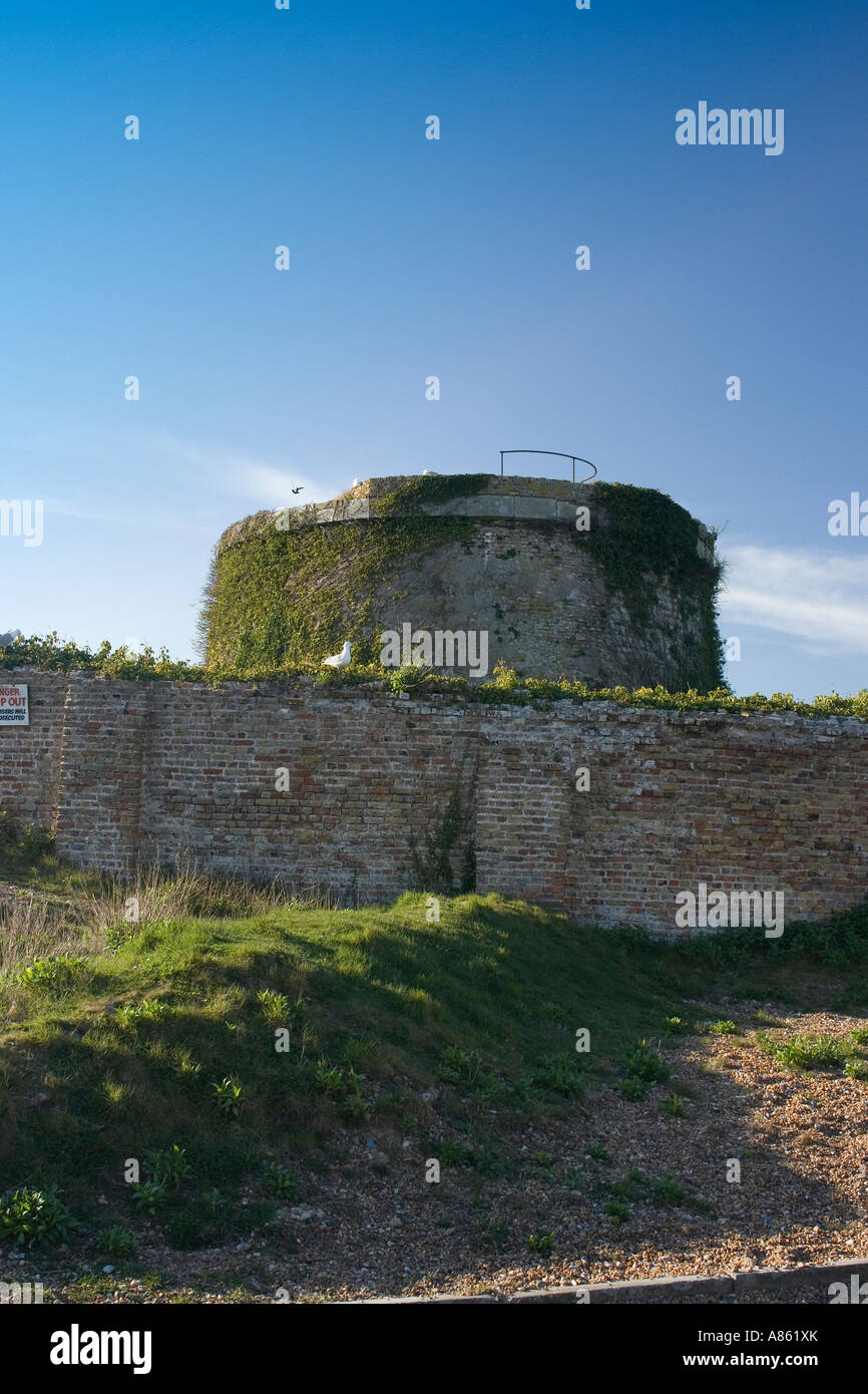 Martello Tower number 28 historic small defence fort at Rye Harbour Sussex England Stock Photo