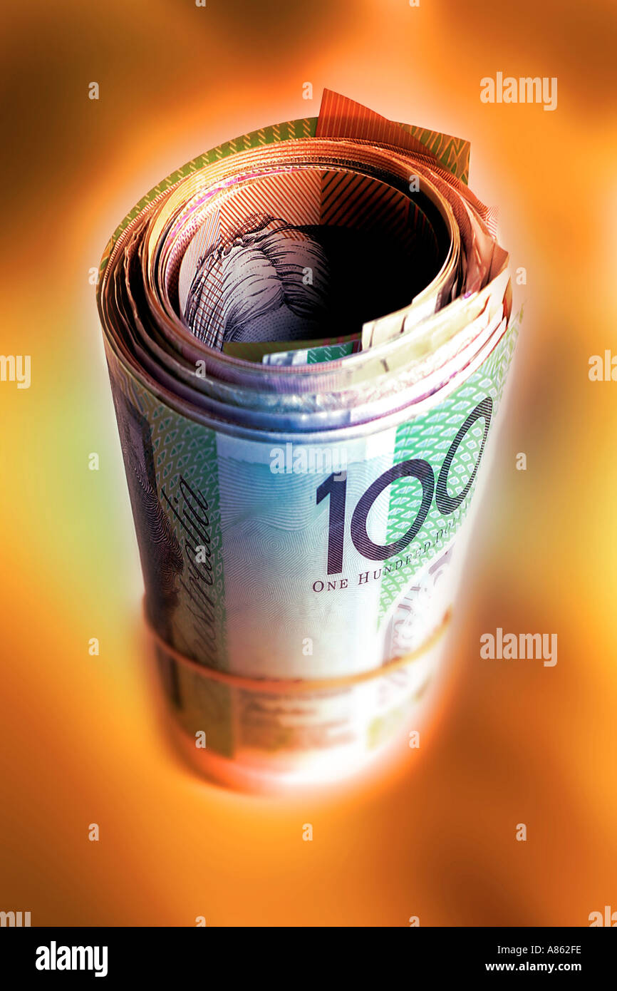 Roll Of 100 Australian Dollars Bills Stock Photo Alamy american-dollar-vs-australian-dollar-1-usd-how-much-aud-today-us