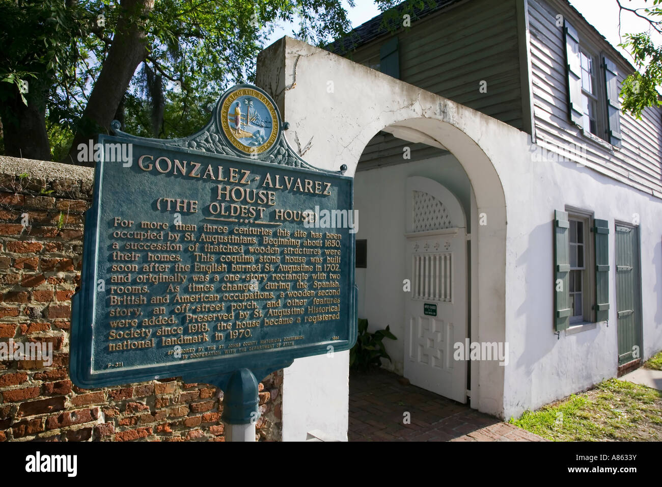 The Gonzalez Alvarez house The oldest house in St Augustine a national landmark florida USA Stock Photo