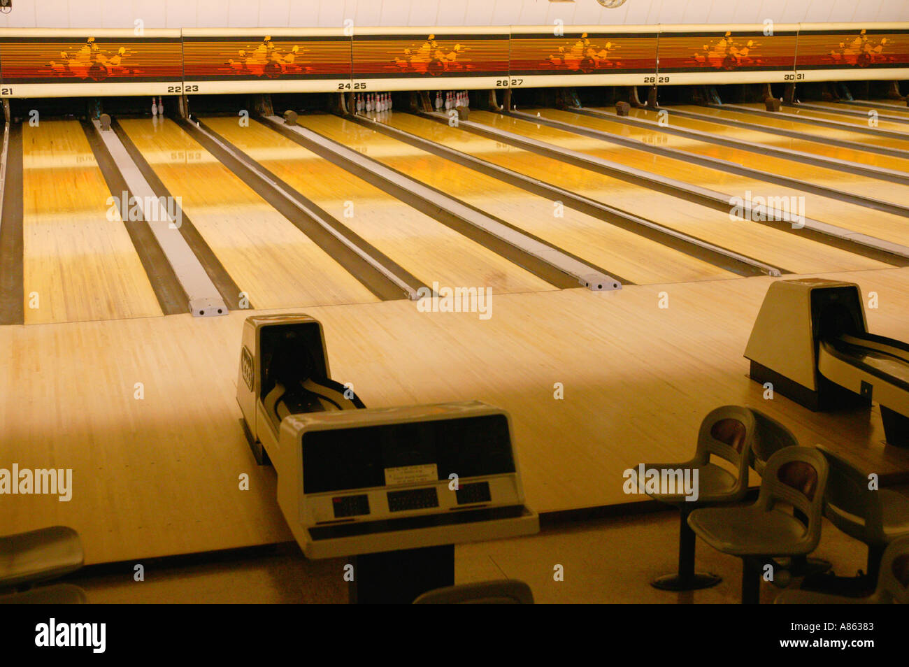 Indoor bowling alley Stock Photo - Alamy