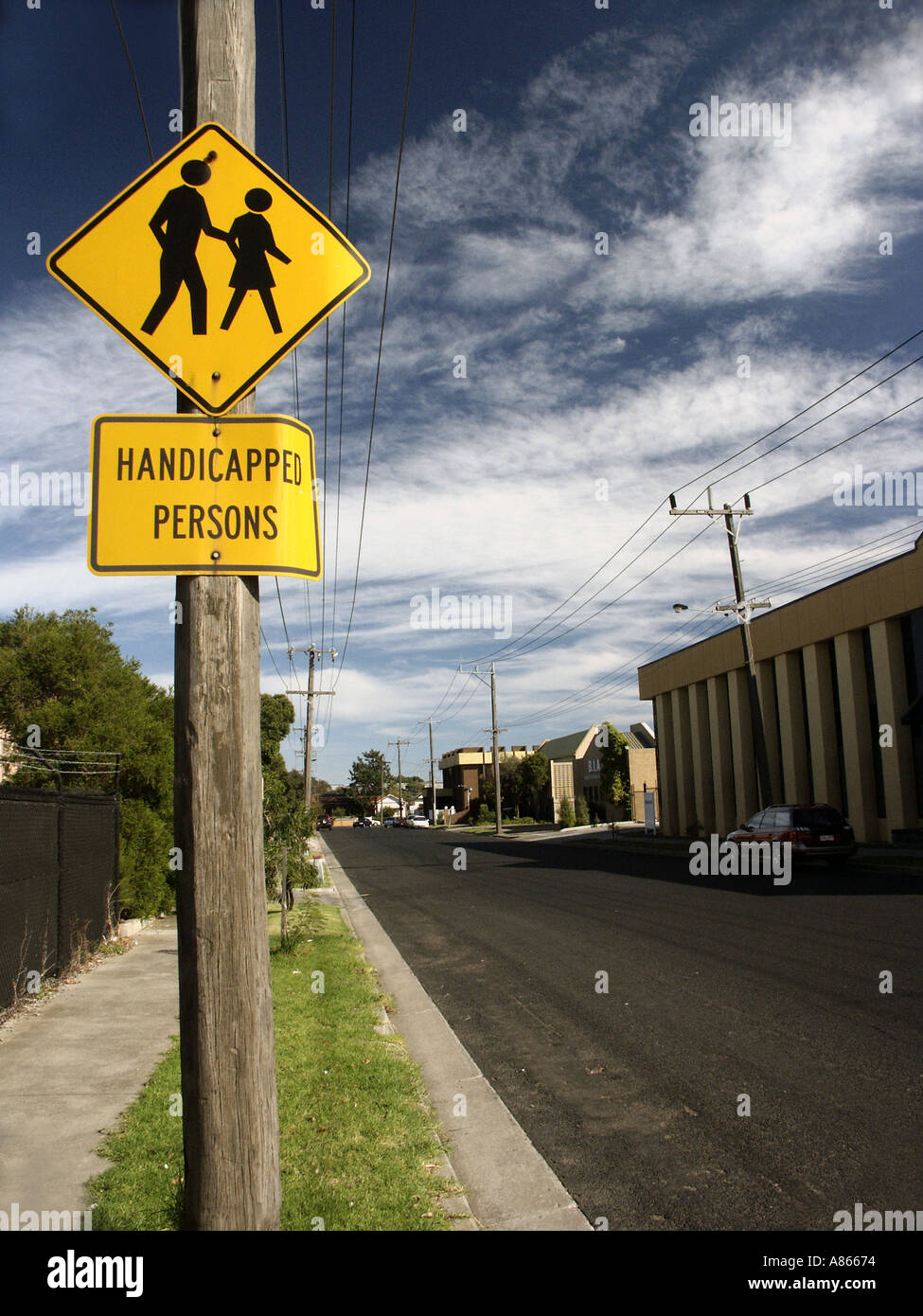 Close Up Of Handicapped Sign On Road. Sign Disabled Parking On The Pavement Image358717894