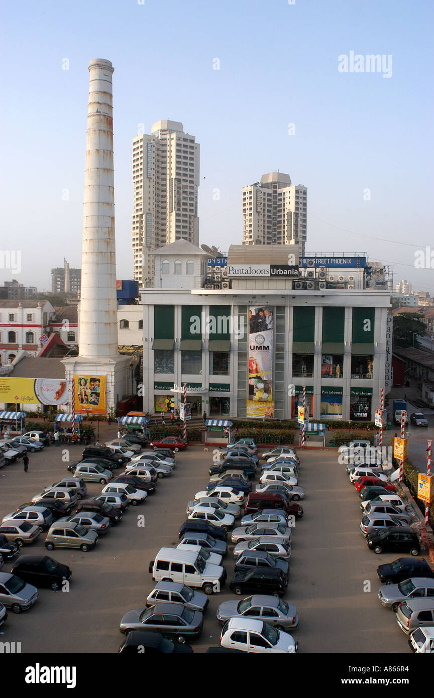 Car parking of shopping mall at Phoenix mill compound with chimney in  Bombay, Mumbai, Maharashtra, India, High Street Phoenix, Phoenix Mall Stock  Photo - Alamy