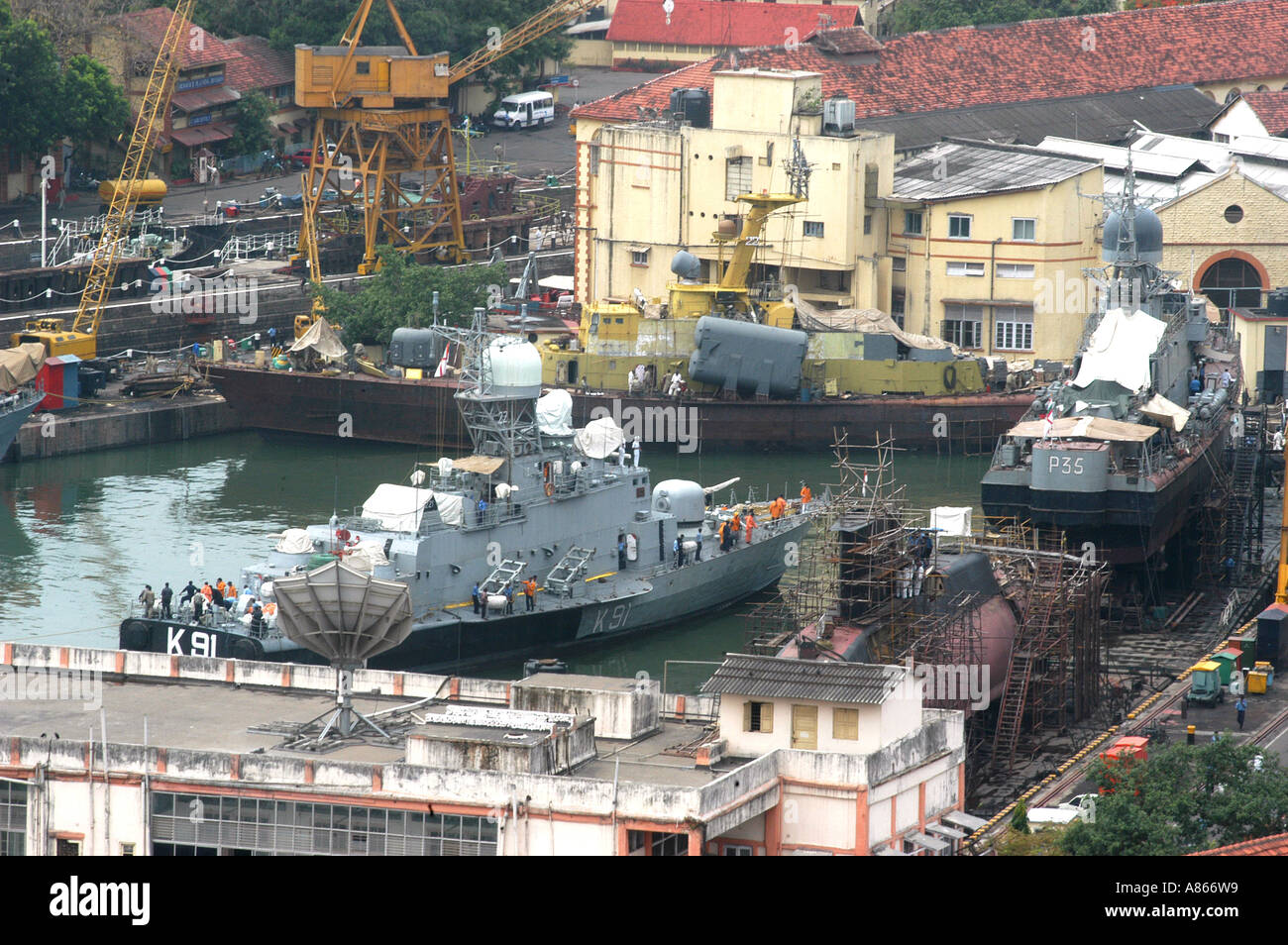 Aerial of Indian Navy Shipyard Bombay Mumbai India Stock Photo Alamy