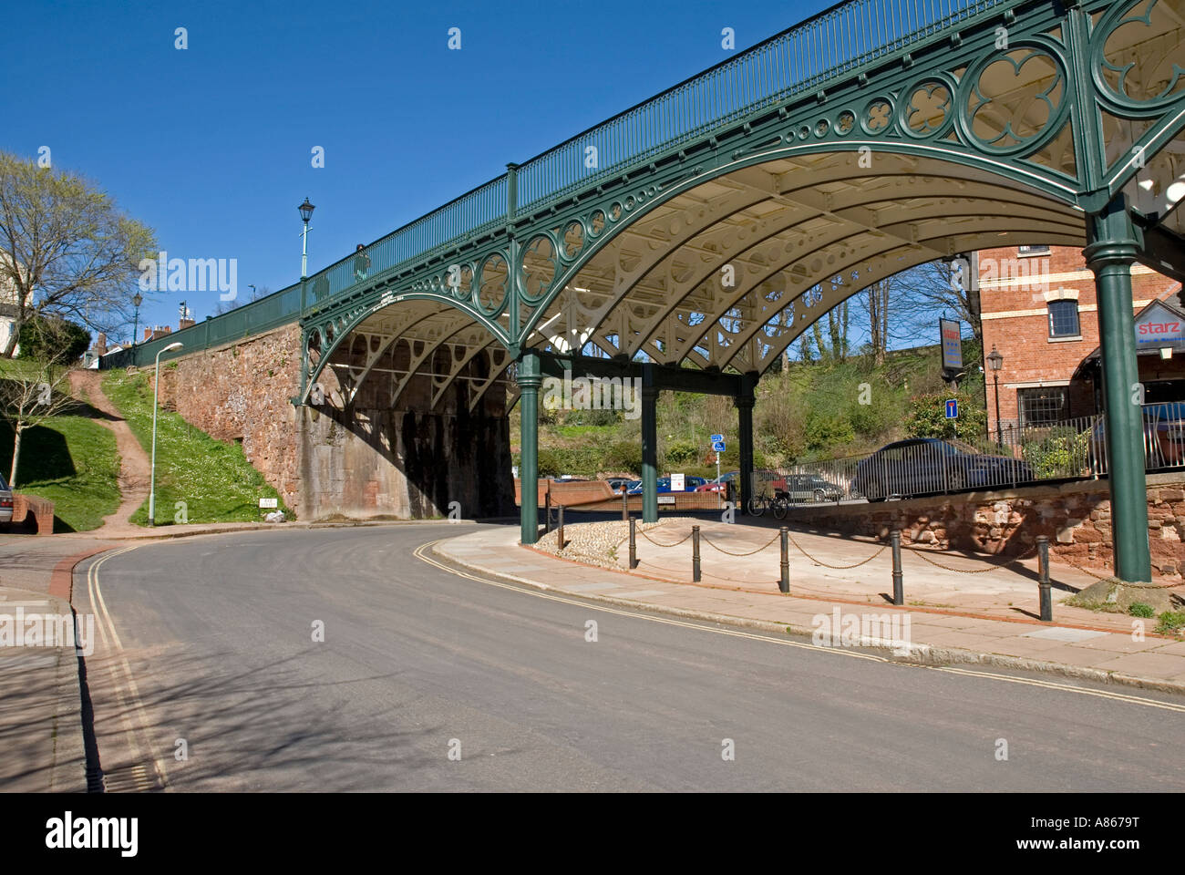 The Iron Bridge spanning the Longbrook valley and Exe Street in Exeter ...