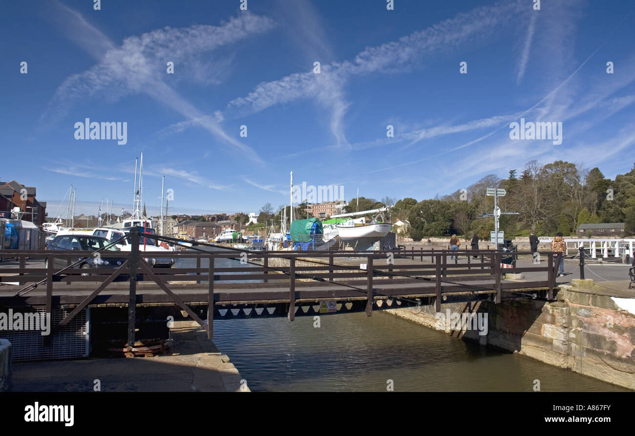 The canal and swing bridge near The Basin, Exeter Stock Photo - Alamy